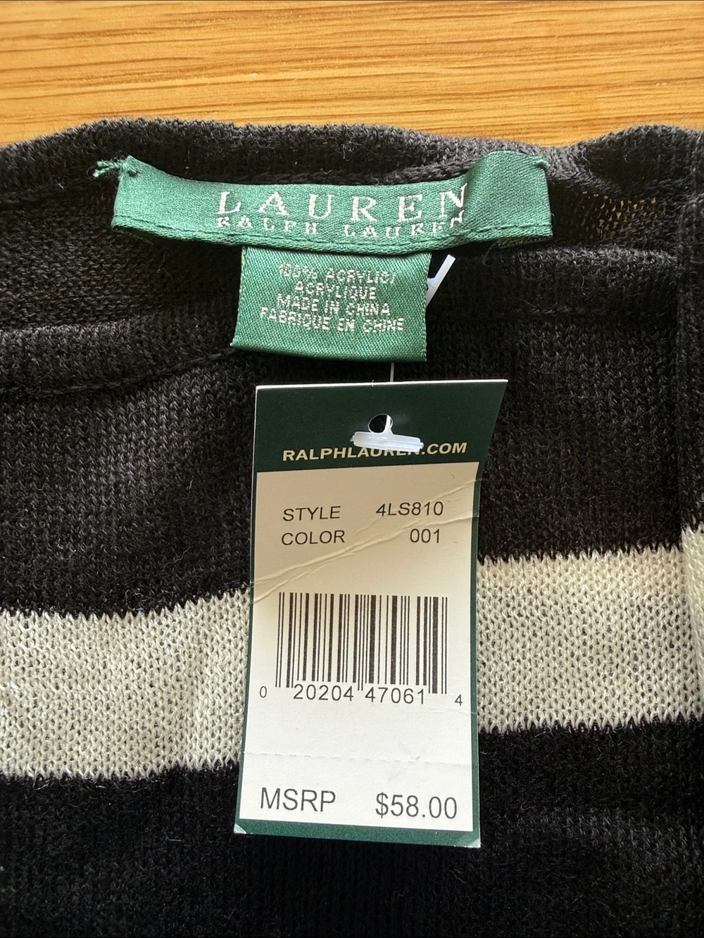 Lauren Ralph Lauren Black & White Striped Swim Coverup